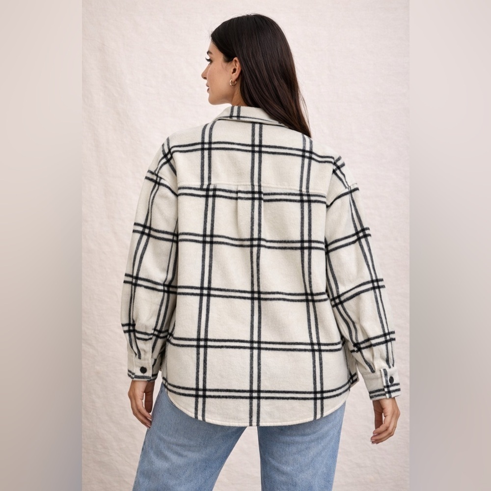 Thread & Supply Cream and Black Plaid Utility Jacket - Picture 2 of 10